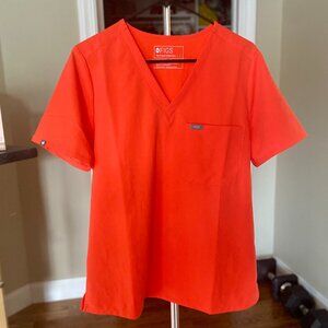 FIGS Catarina One-Pocket Scrub Top - LIMITED EDITION FIERY CORAL - Size LARGE